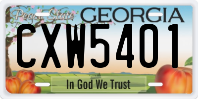GA license plate CXW5401