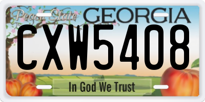GA license plate CXW5408