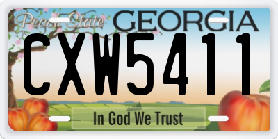 GA license plate CXW5411
