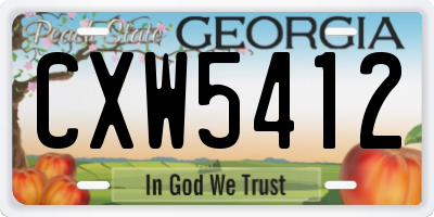 GA license plate CXW5412