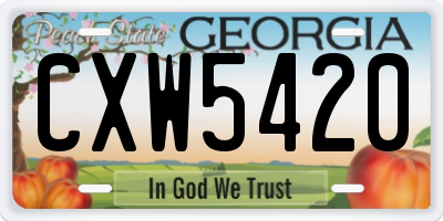GA license plate CXW5420