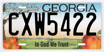 GA license plate CXW5422