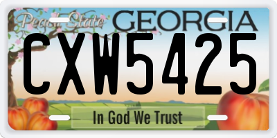 GA license plate CXW5425