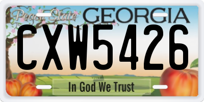 GA license plate CXW5426