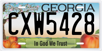 GA license plate CXW5428