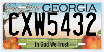 GA license plate CXW5432
