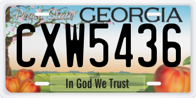 GA license plate CXW5436