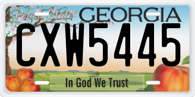 GA license plate CXW5445