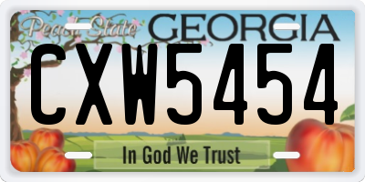 GA license plate CXW5454
