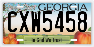 GA license plate CXW5458