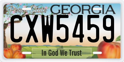 GA license plate CXW5459