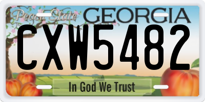 GA license plate CXW5482