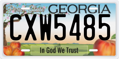 GA license plate CXW5485