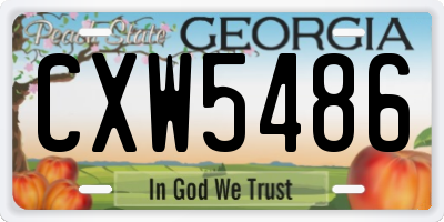 GA license plate CXW5486