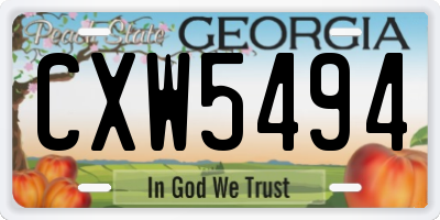 GA license plate CXW5494