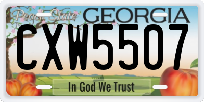 GA license plate CXW5507