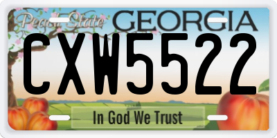 GA license plate CXW5522