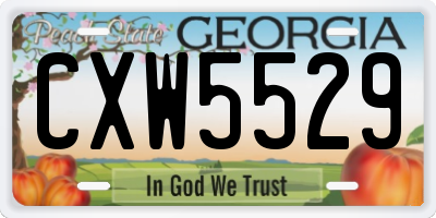 GA license plate CXW5529