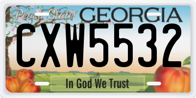 GA license plate CXW5532