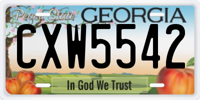 GA license plate CXW5542