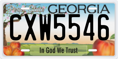 GA license plate CXW5546