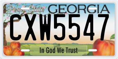 GA license plate CXW5547