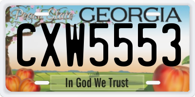 GA license plate CXW5553