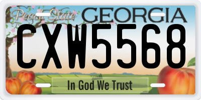 GA license plate CXW5568