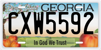 GA license plate CXW5592