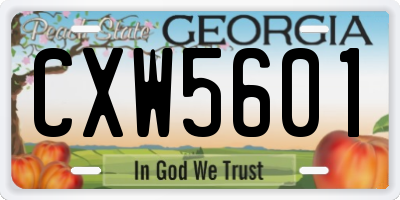 GA license plate CXW5601