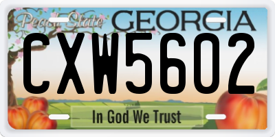 GA license plate CXW5602