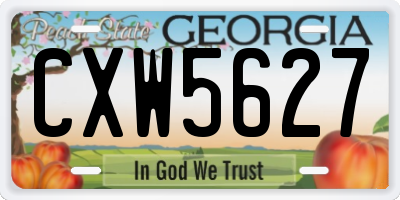 GA license plate CXW5627