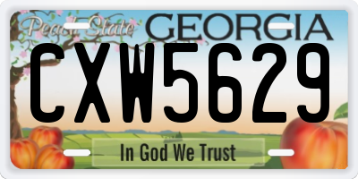 GA license plate CXW5629