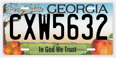GA license plate CXW5632