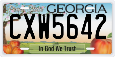 GA license plate CXW5642