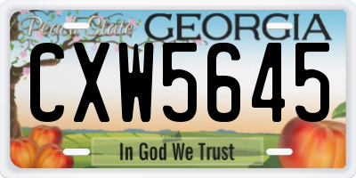 GA license plate CXW5645