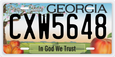 GA license plate CXW5648