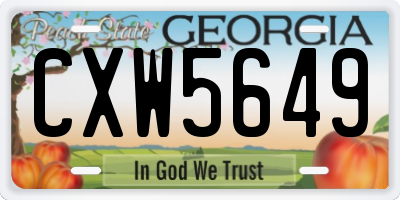 GA license plate CXW5649