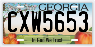GA license plate CXW5653