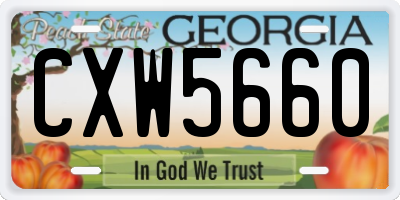 GA license plate CXW5660