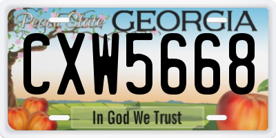 GA license plate CXW5668