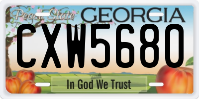 GA license plate CXW5680