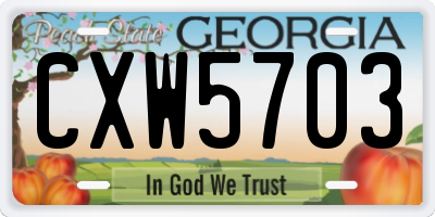 GA license plate CXW5703