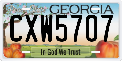 GA license plate CXW5707