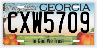 GA license plate CXW5709
