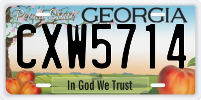 GA license plate CXW5714