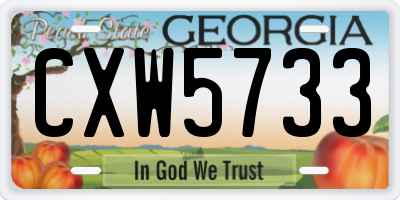 GA license plate CXW5733
