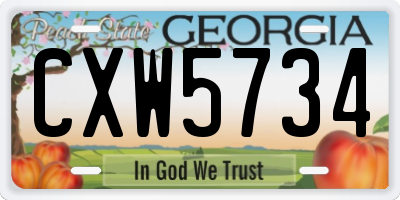 GA license plate CXW5734