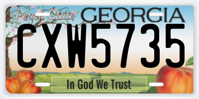GA license plate CXW5735