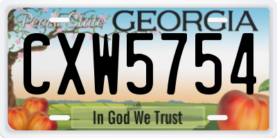 GA license plate CXW5754